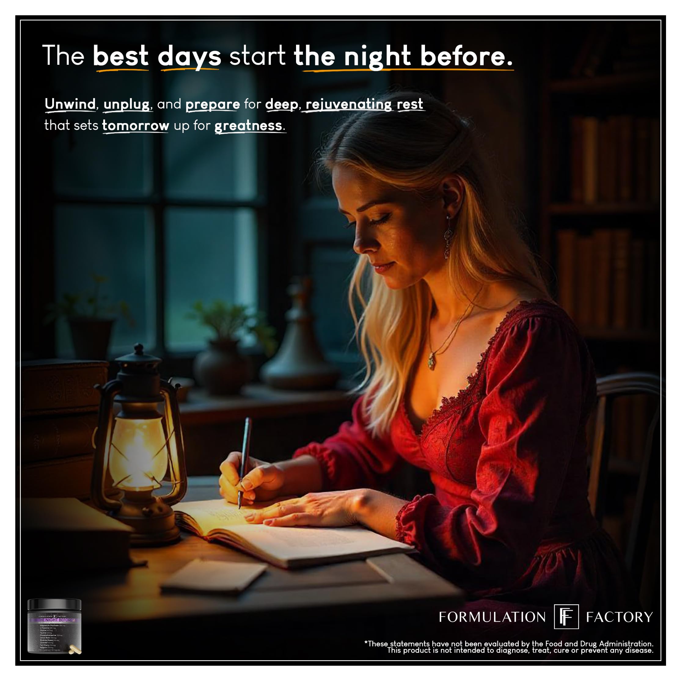 L-Theanine relaxation focus hints at stress relief for a calmer mind.