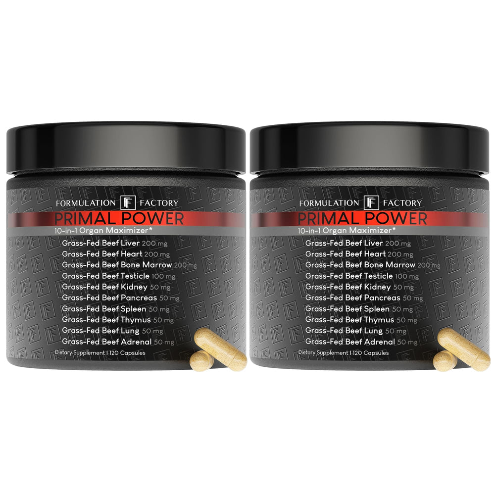Formulation Factory Primal Power bottle front for daily vitality support.