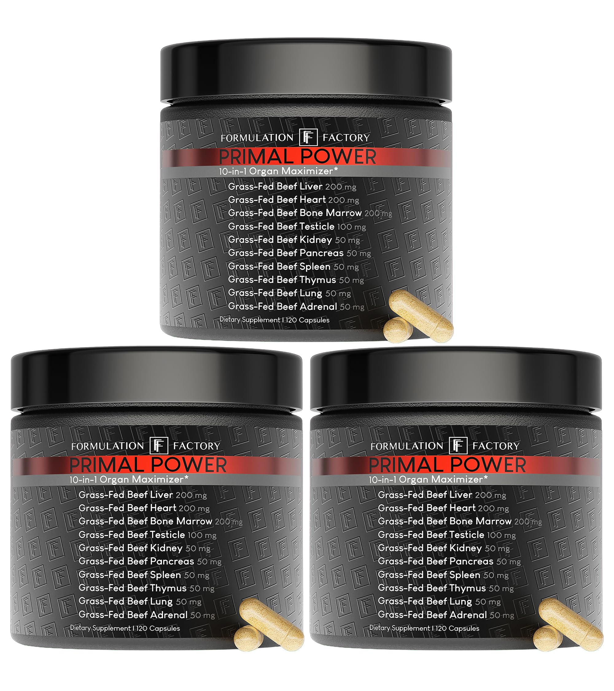 Formulation Factory Primal Power bottle displaying beef liver capsules for daily use