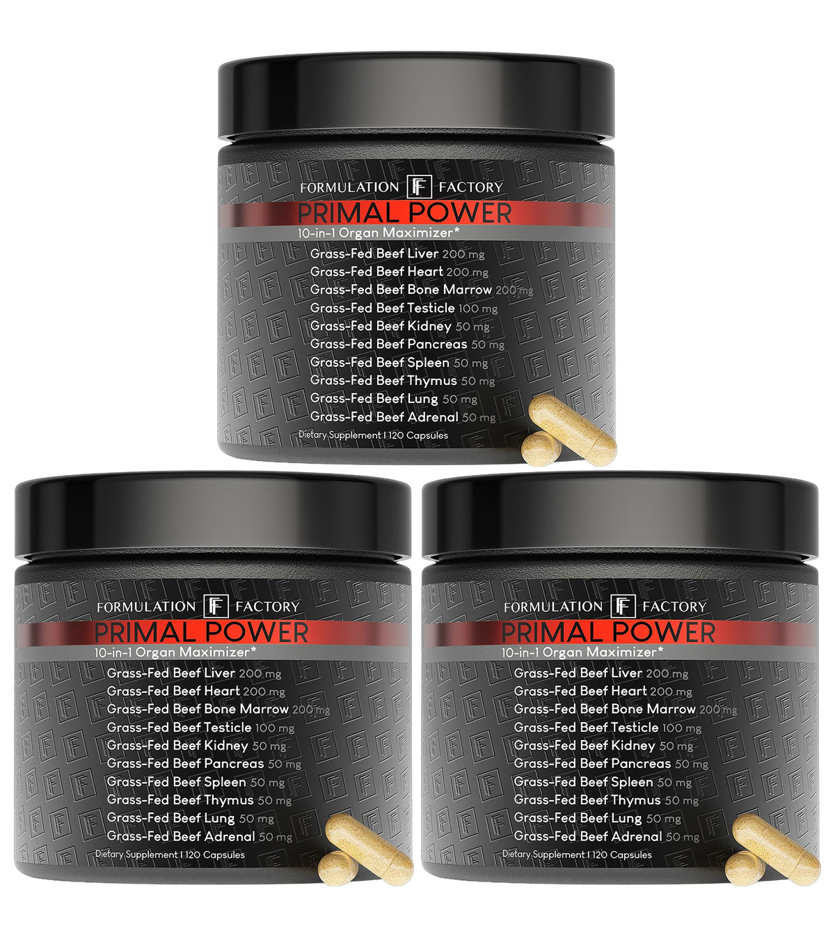 Formulation Factory Primal Power bottle displaying beef liver capsules for daily use
