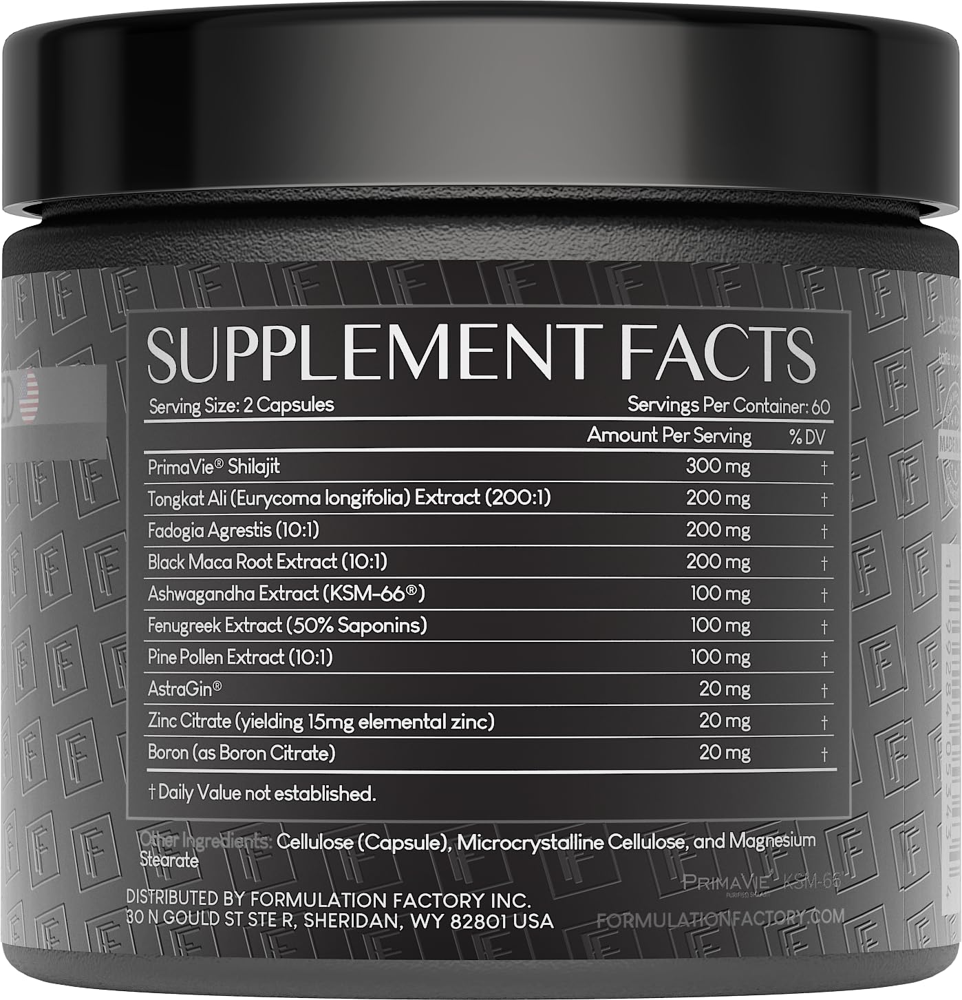 Formulation Factory PrimaVie Shilajit capsules close-up for energy support