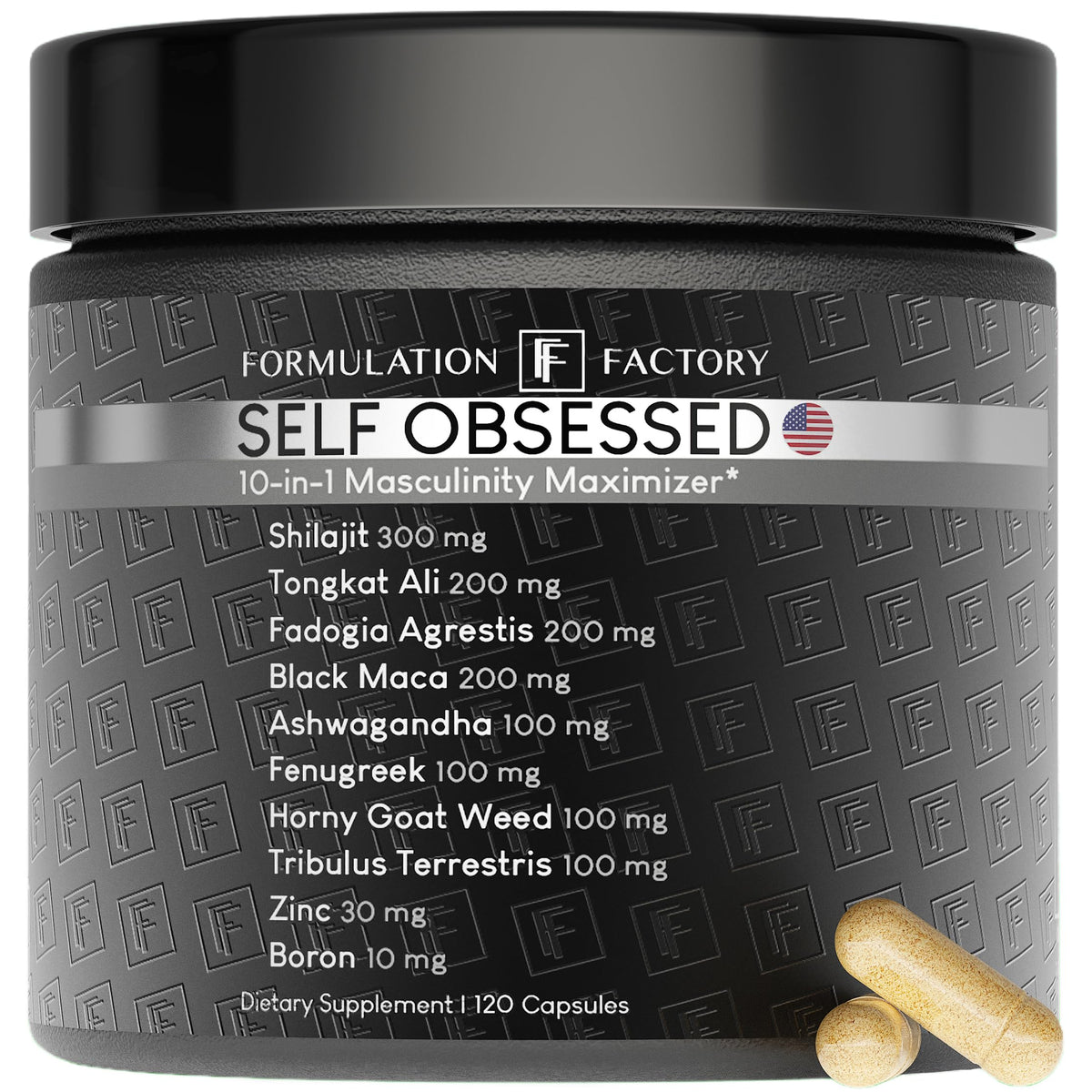 Formulation Factory Self Obsessed bottle top view for daily vitality support