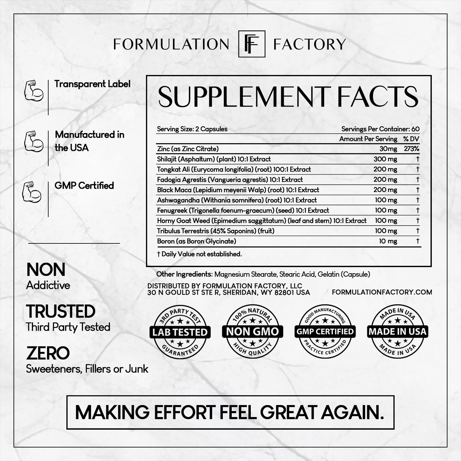 Formulation Factory Self Obsessed natural ingredients spotlight Shilajit, Ashwagandha, Tongkat Ali for wellness.