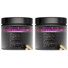 Formulation Factory She's Obsessed bottle pour showing easy daily dosing for balance