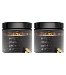 Formulation Factory Shroom Vroom bottle front showing 10-mushroom blend for daily energy.