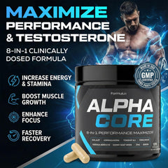 Formulux Alpha Core capsules closeup highlighting easy-to-take capsules