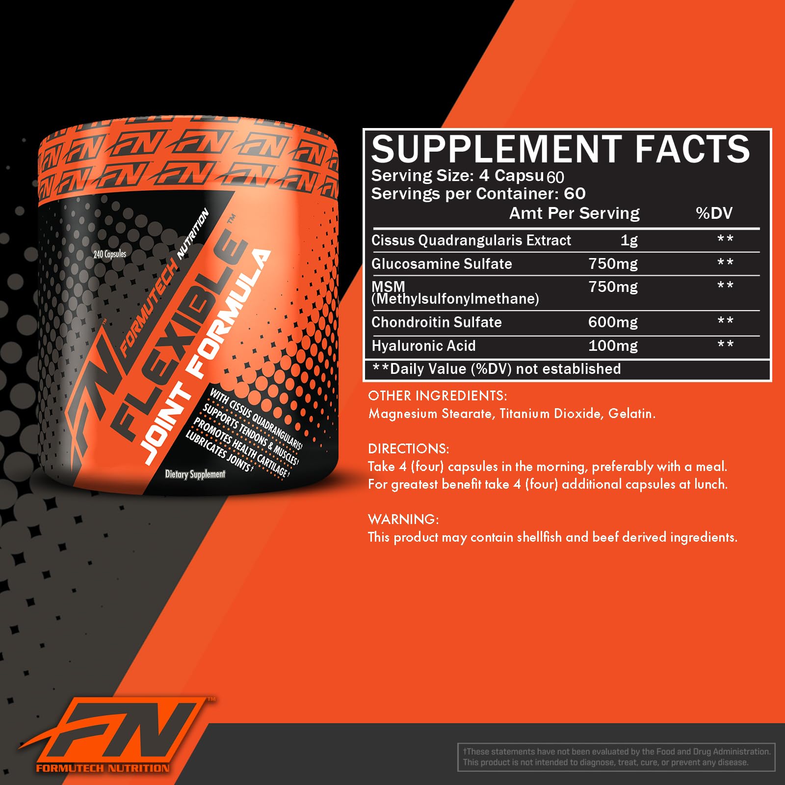 Formutech Flexible Joint Formula capsules close-up for daily joint comfort.