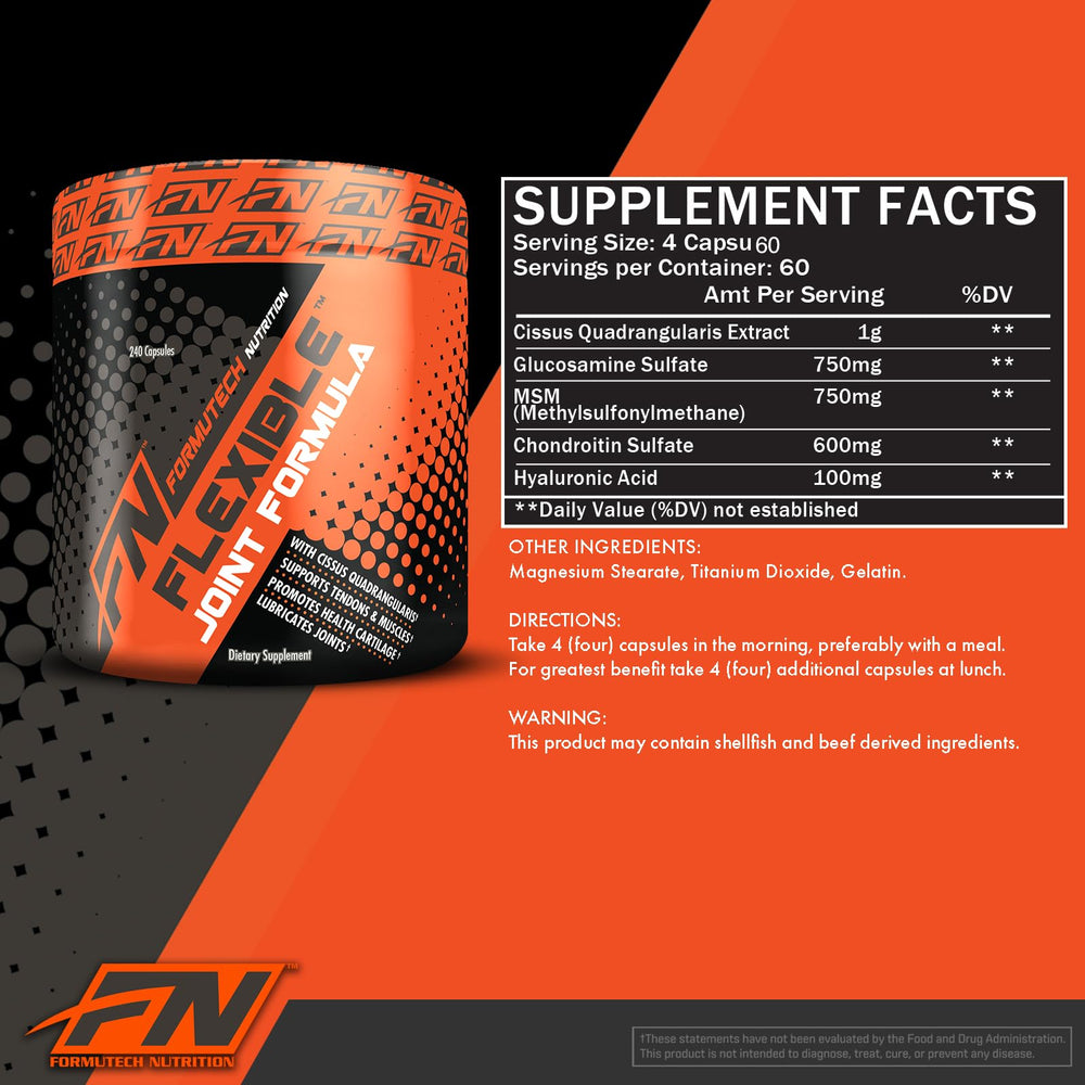 Formutech Flexible Joint Formula capsules close-up for daily joint comfort.