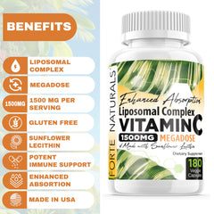 FORTE NATURALS Vitamin C 1500mg label closeup highlights dosage and ingredients