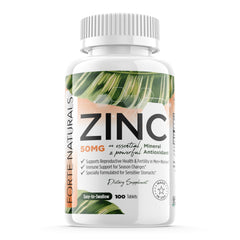 FORTE NATURALS zinc 50mg bottle with immune-support label.