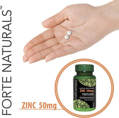 FORTE NATURALS Zinc 50mg daily-use tablet with water for easy routines.