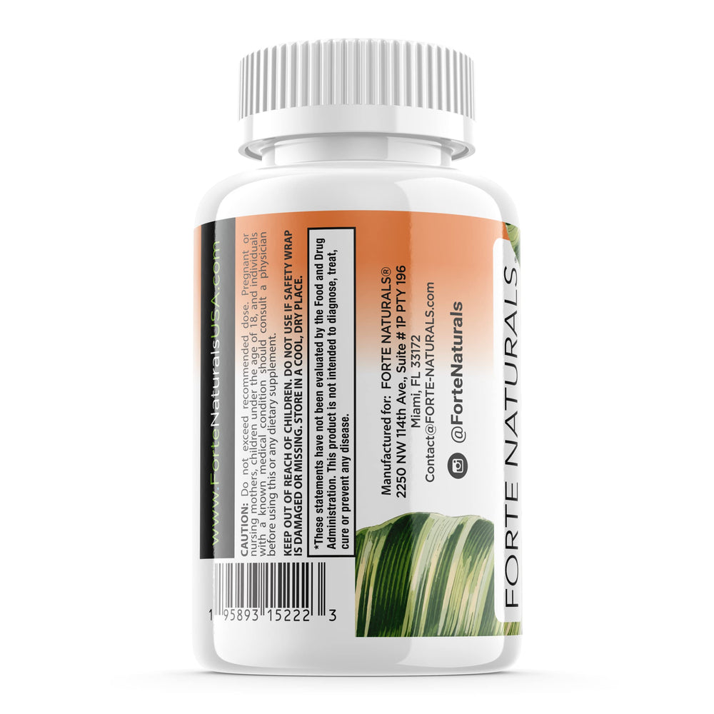 FORTE NATURALS Zinc 50mg vegan-non-gmo-badge emphasizes plant-based quality.