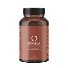 Fortim bottle front view shows doctor-formulated testosterone support for men's vitality.