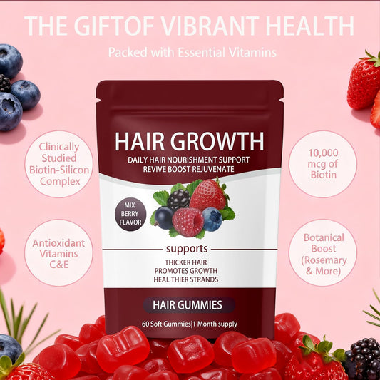FORTIRISE Lumin gummies on a plate, easy daily use for healthy-looking hair.