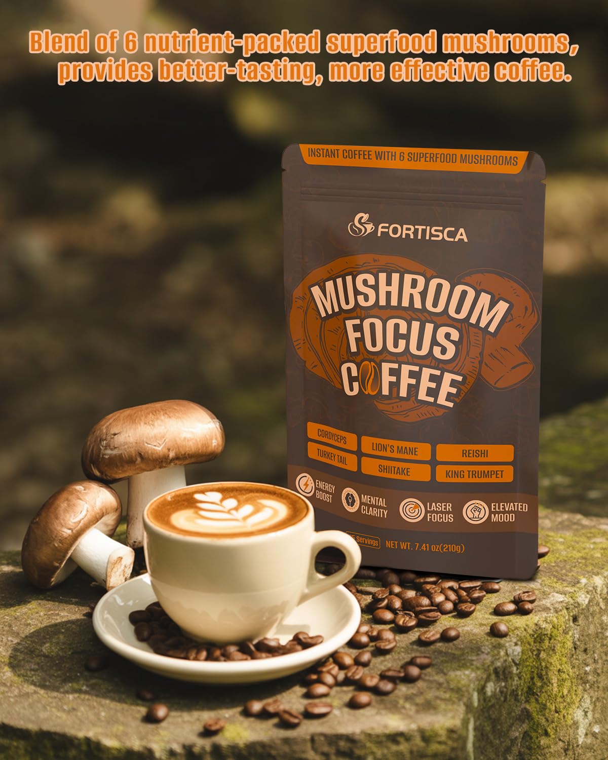 FORTISCA Hot or cold brew ready, perfect for quick mushroom coffee moments