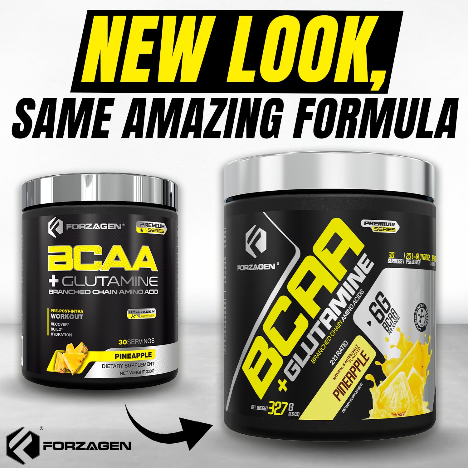 Forzagen BCAAs with glutamine close-up, signaling premium ingredients for daily recovery.