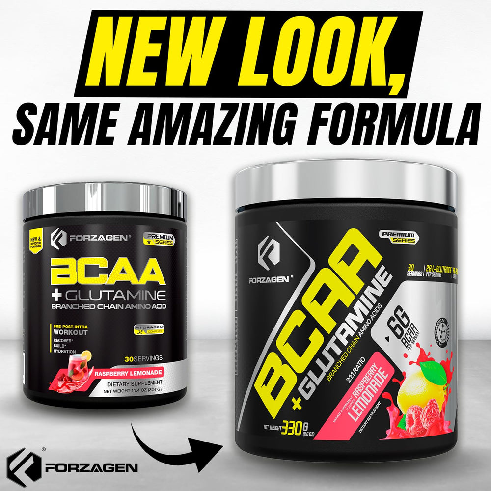 Forzagen BCAAs glutamine tub on shelf ready for workouts.