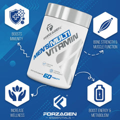 Forzagen Essentials ingredients graphic showcases Vitamin D, B-Complex and Zinc.