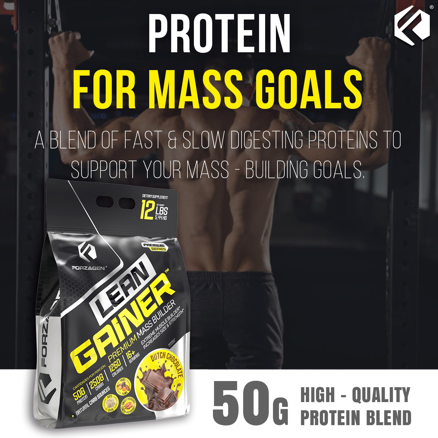 Forzagen Lean Gainer bulk bag front view.