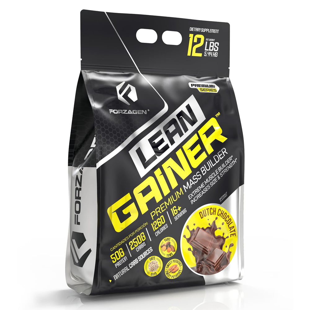 Forzagen Lean Gainer shake being poured, high-calorie nutrition for muscle support.