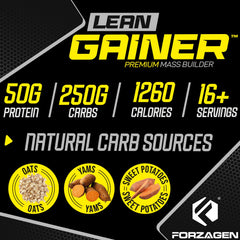 Forzagen Lean Gainer Dutch Chocolate flavor mix in a shaker.
