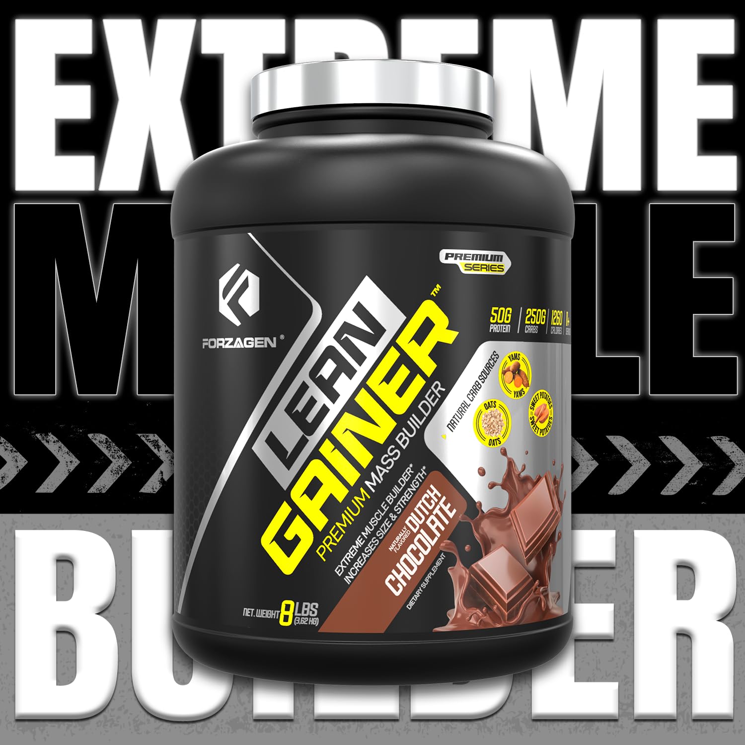 Forzagen Lean Gainer nutrition label close-up with calories and protein