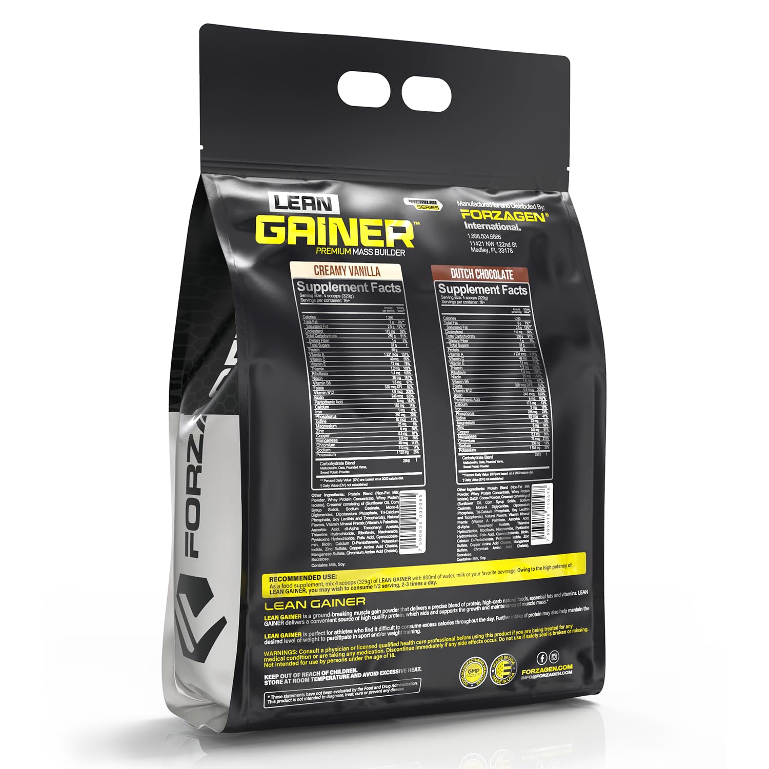 Forzagen Lean Gainer Premium vanilla shake with creamy texture
