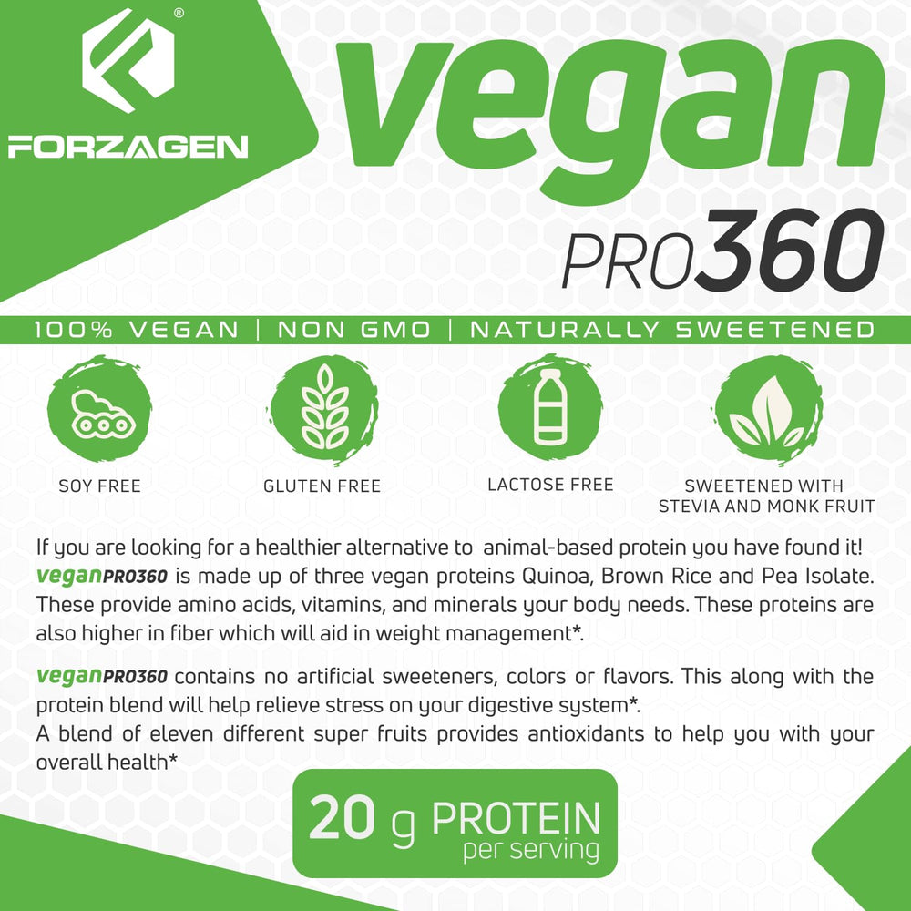 Forzagen Vegan Protein 360 mixing with blender, smooth texture in minutes.