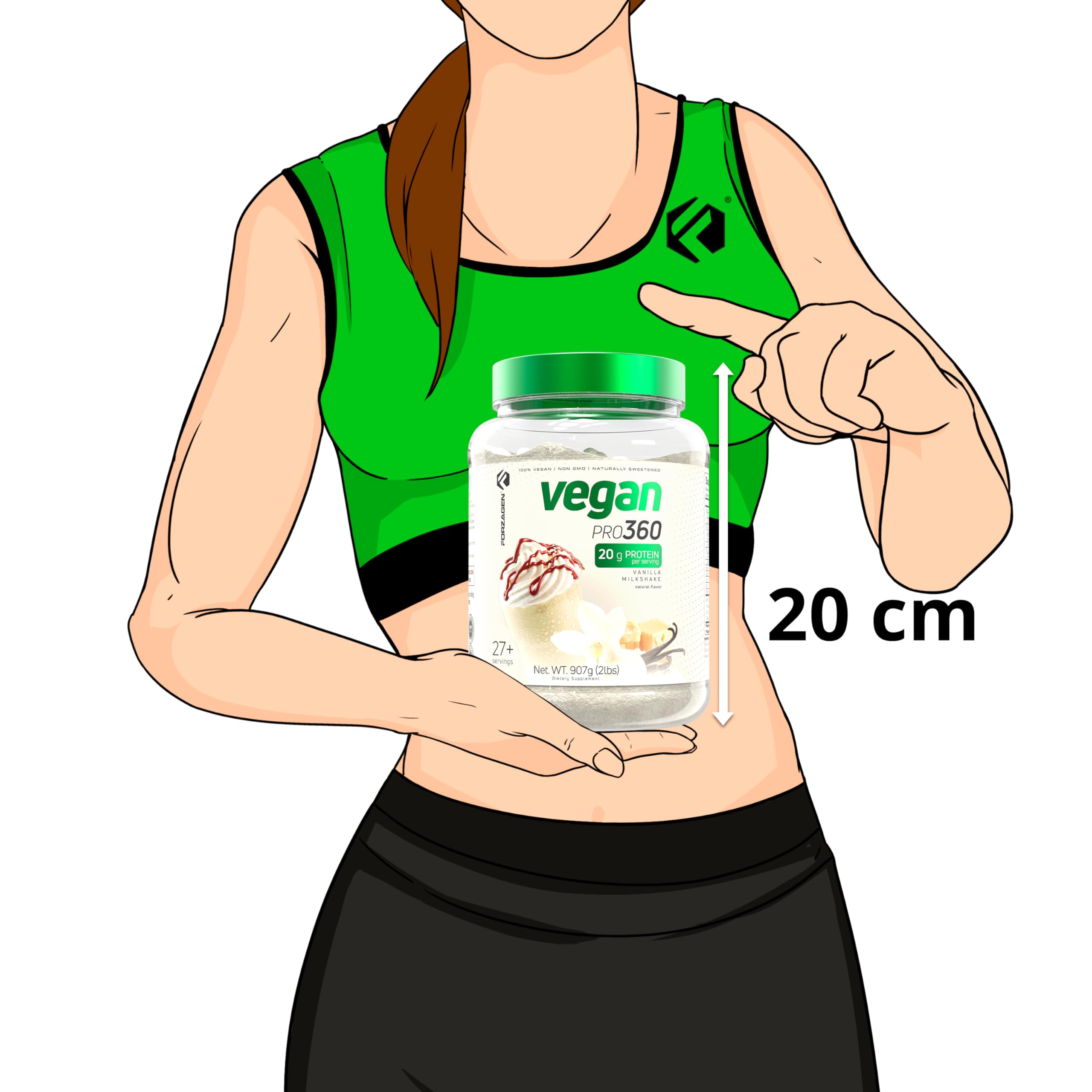 Forzagen Vegan Protein 360 glass with completed shake, ready post-workout recovery.