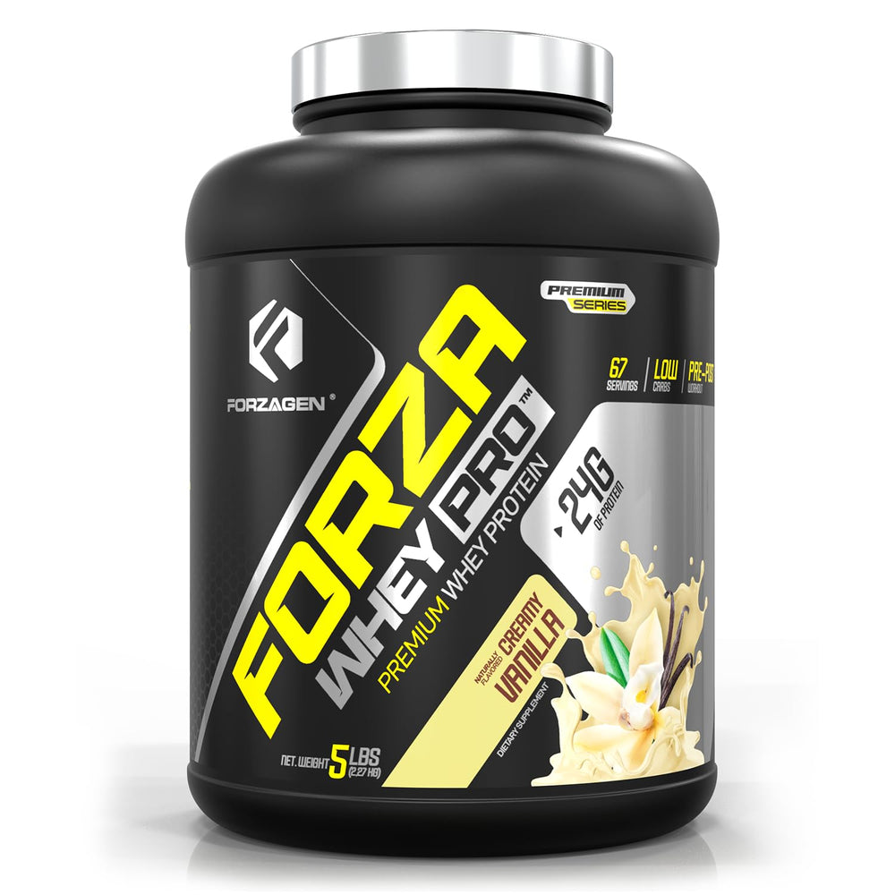 Forzagen Whey PRO vanilla bottle for protein shakes with low-carb profile