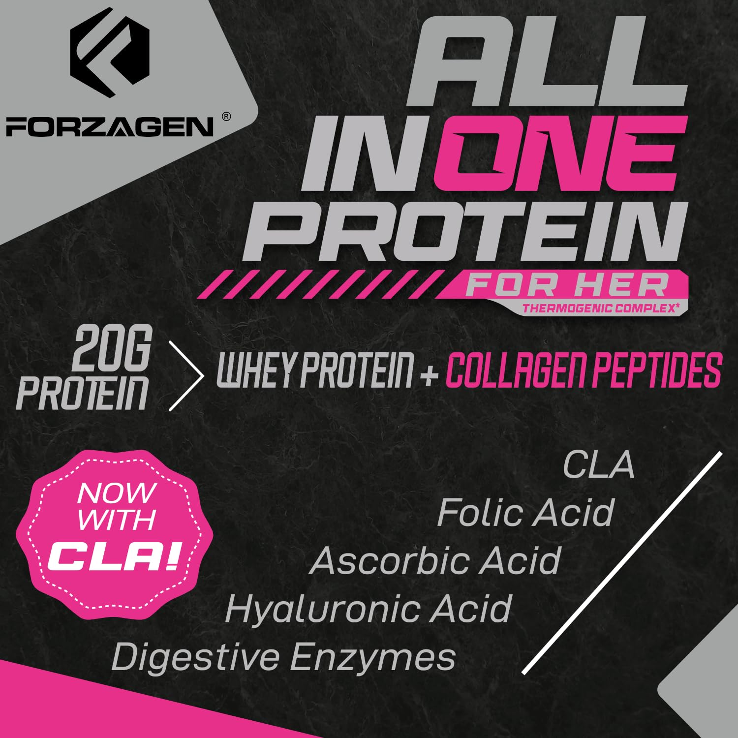 Forzagen whey protein with collagen peptides scoop demonstrates protein-rich serving for muscle support