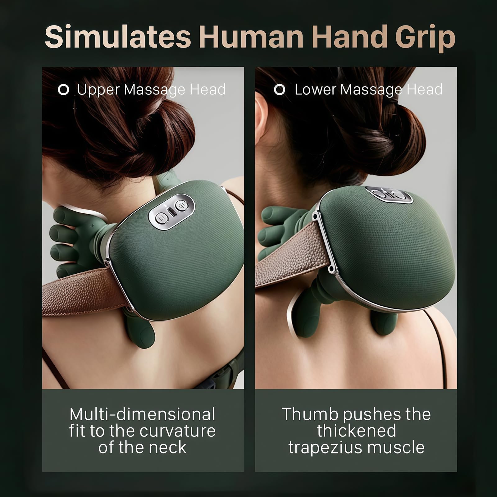 FOTFPYR Bionic neck massager heat panel close-up with adjustable temperature