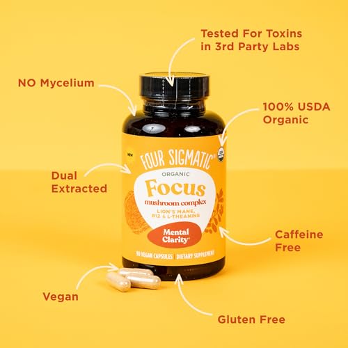 Four Sigmatic Focus Capsules lion's mane image highlights nature-powered brain support in plant-based capsules.