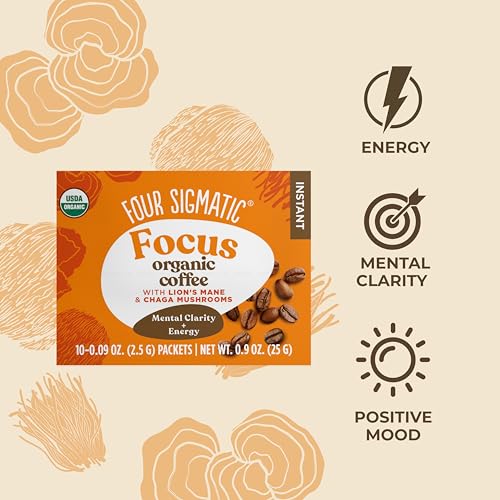 Two-pack serving size card highlights 10 servings per featured coffee by Four Sigmatic.