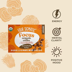 Two-pack serving size card highlights 10 servings per featured coffee by Four Sigmatic.