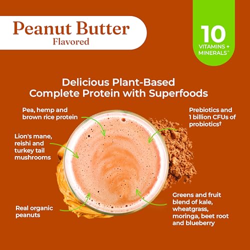 Four Sigmatic PB Banana smoothie with protein powder showing creamy peanut butter flavor.
