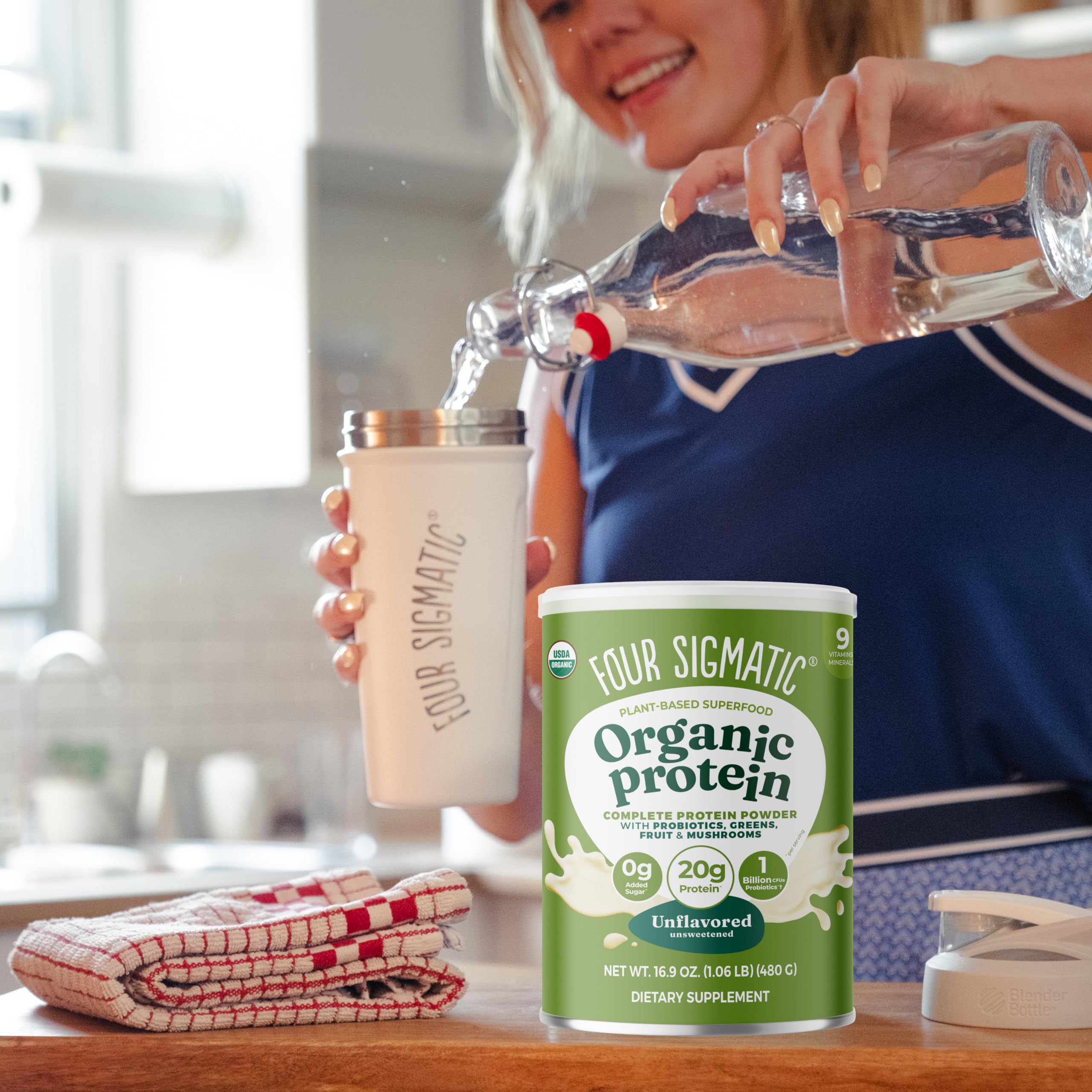 Four Sigmatic unflavored plant-based protein mix ideal for protein shakes