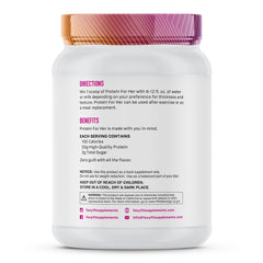 FoxyFit Protein for Her label close-up emphasizes biotin and CLA