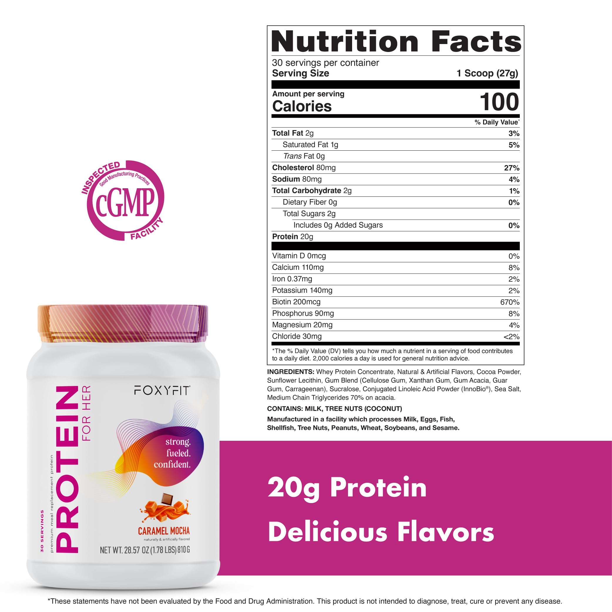 FoxyFit Protein for Her tub packaging on shelf