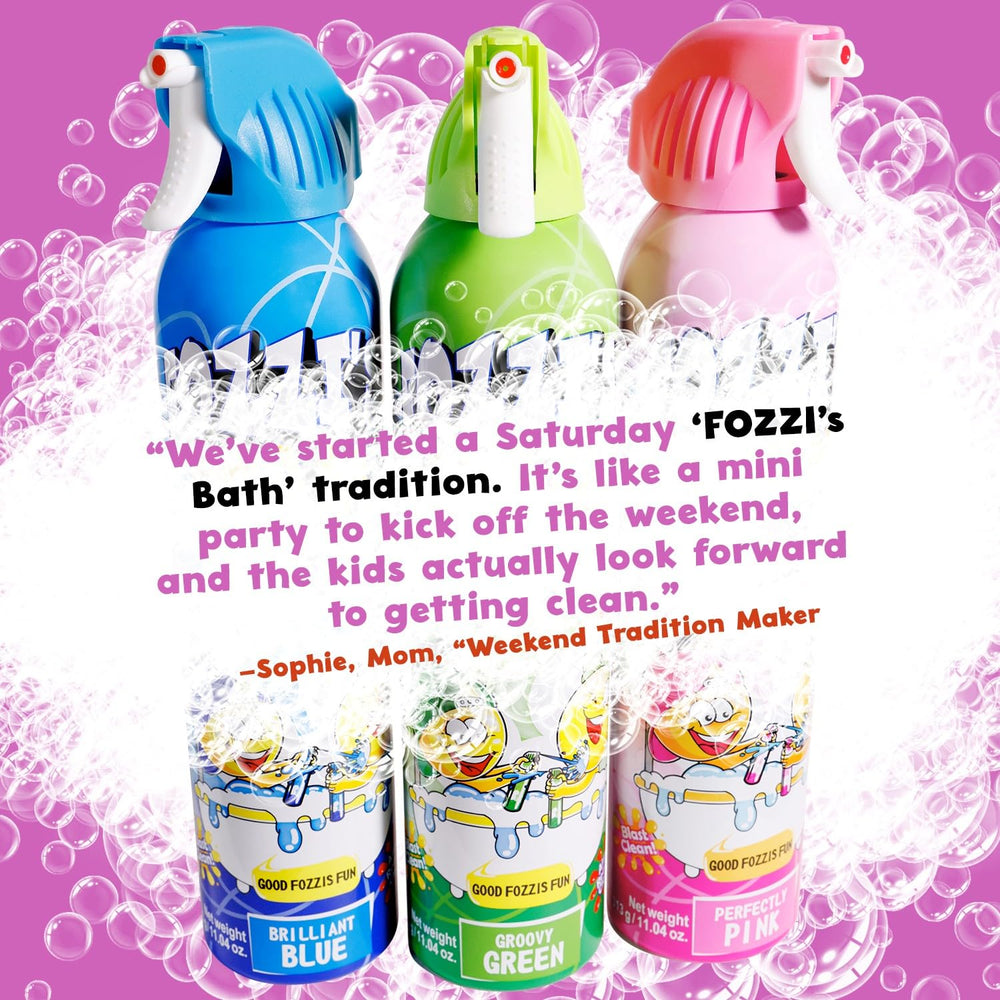 FOZZI'S Apple-scented foam provides fresh scent and cheerful bath visuals.