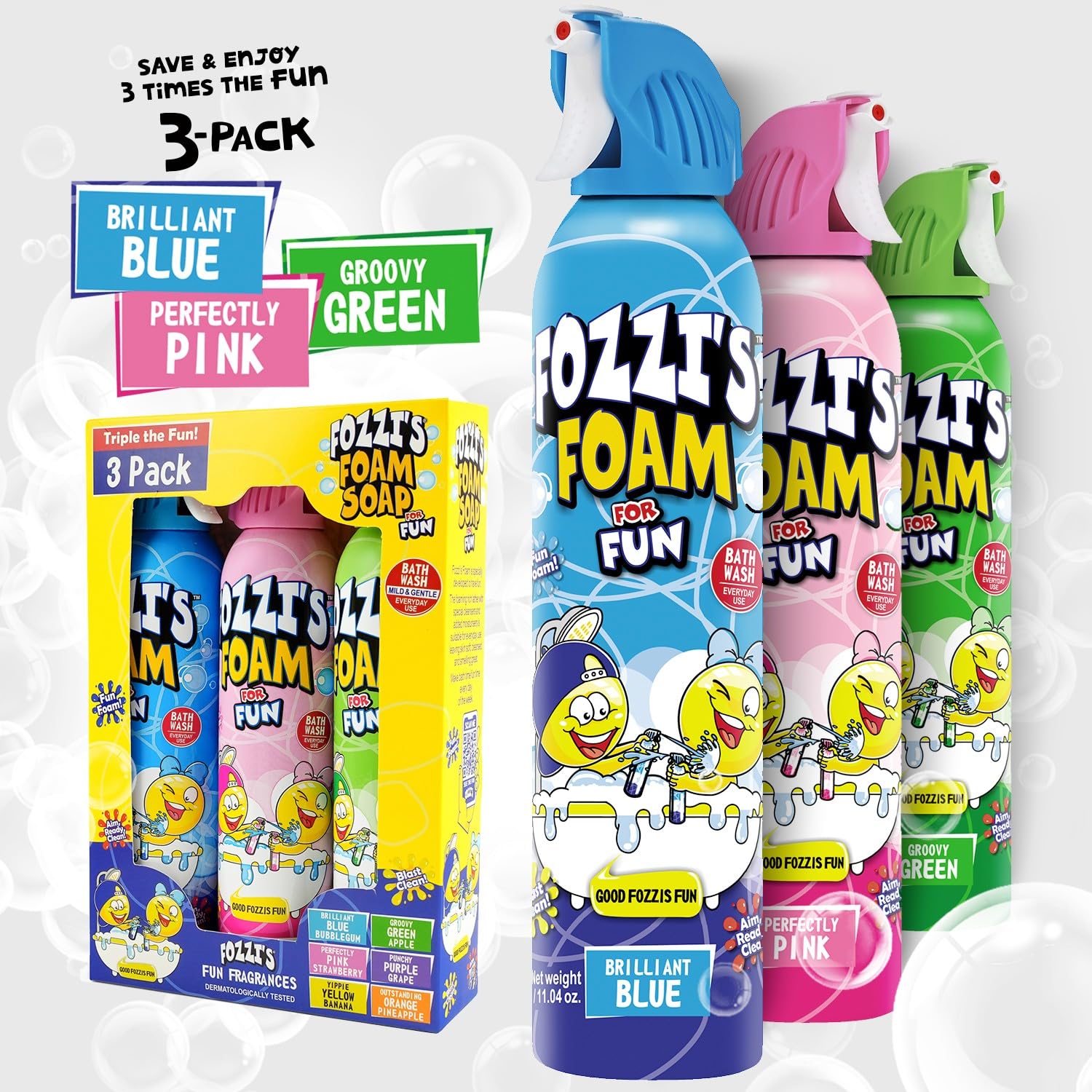 FOZZI'S Bubble Foam in action with colorful bursts for imaginative play.