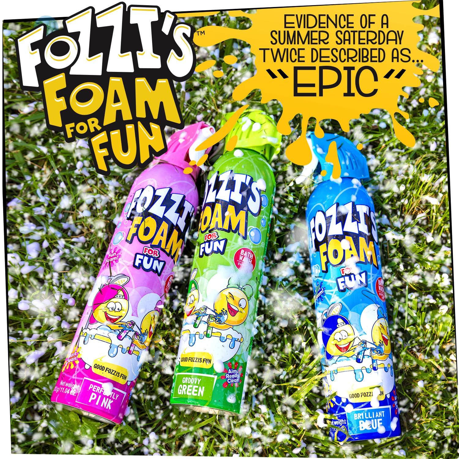 FOZZI'S Easy Spray Trigger in use, spraying bright foam for active kids.