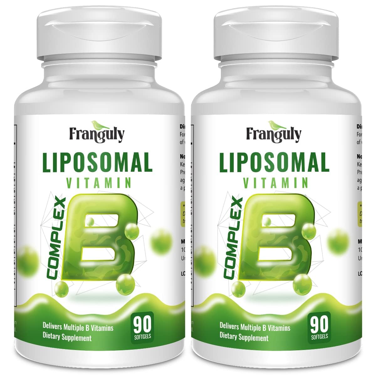 Franguly Liposomal B Complex bottle top view highlighting daily use
