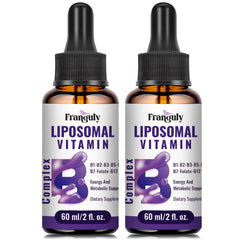 Franguly Liposomal B-Complex bottle on shelf for convenient daily energy support.