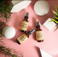 Frankie & Myrrh Spray The Bitch Away ingredients highlight pure essential oils.
