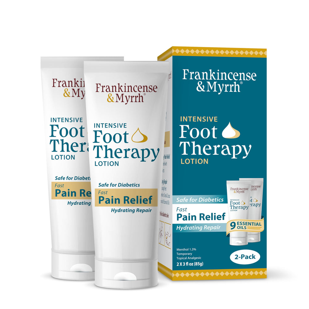 Frankincense & Myrrh Foot Pain Relief Cream bottle shown for soothing foot comfort