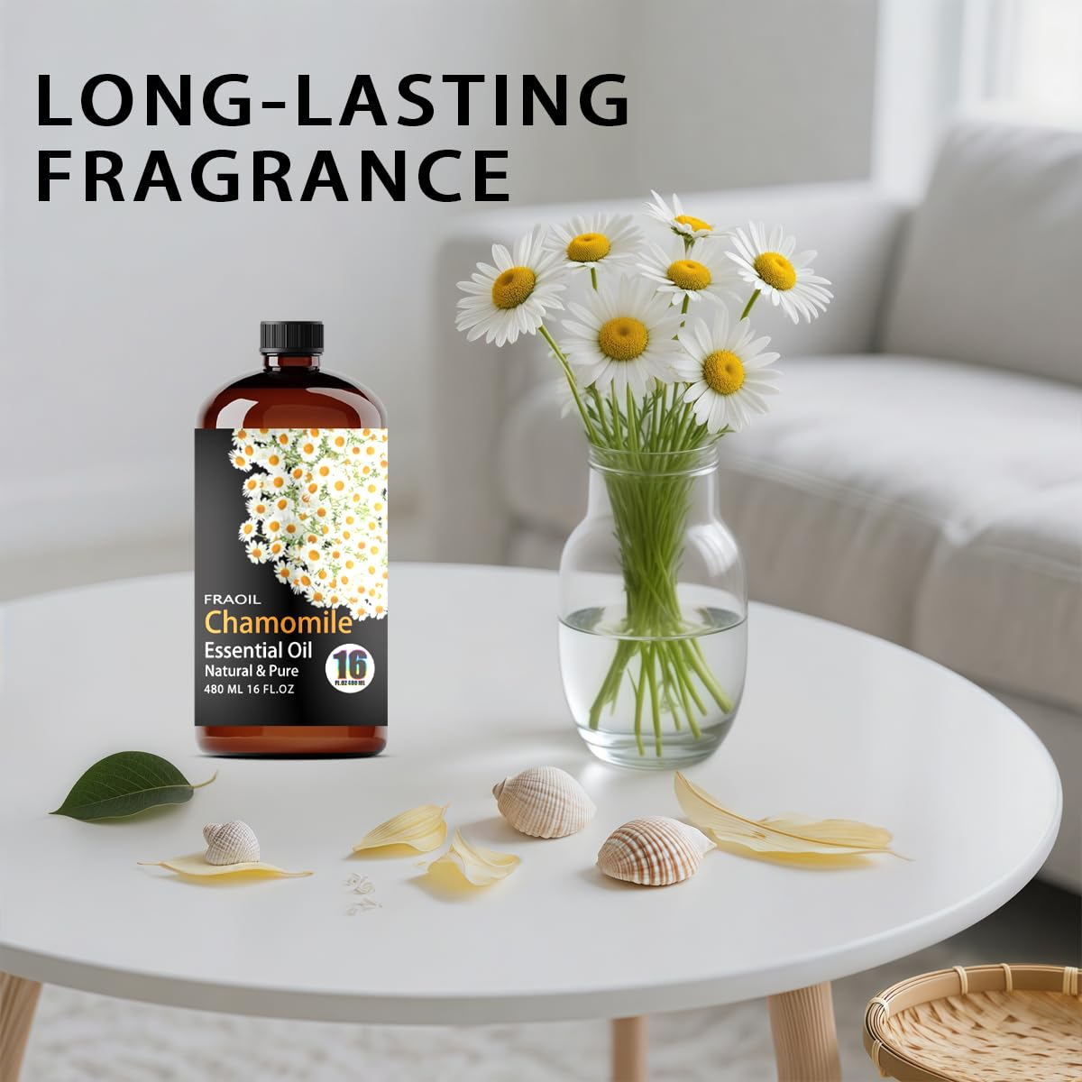 FRAOIL Chamomile oil used in candle making for gentle fragrance.