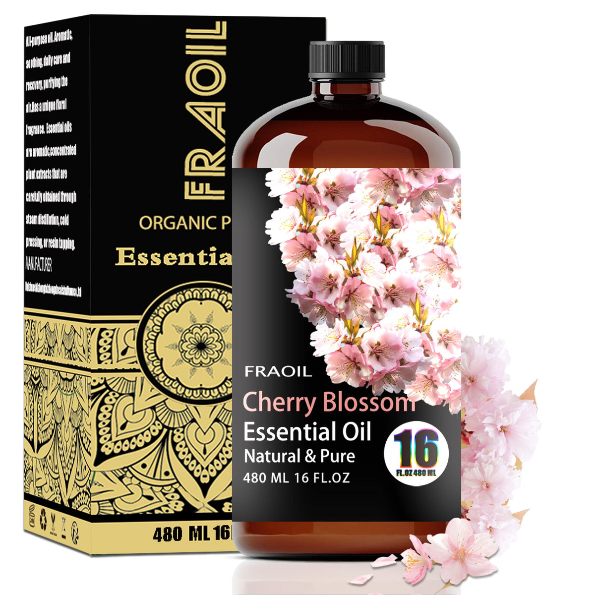 FRAOIL Cherry Blossom Essential Oil in amber bottle protects aroma and preserves quality for diffusers.
