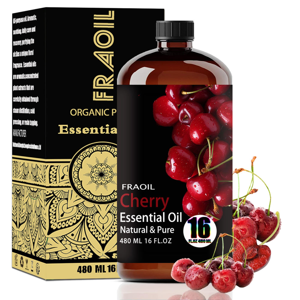 FRAOIL Cherry Essential Oil bottle in amber glass preserves aroma.