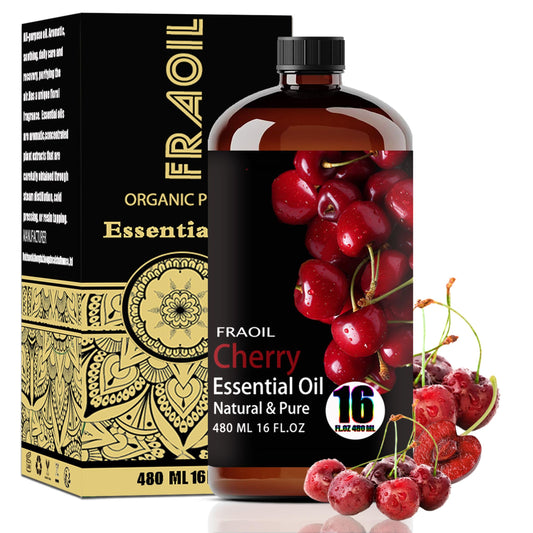 FRAOIL Cherry Essential Oil bottle in amber glass preserves aroma.